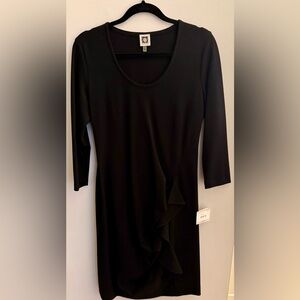 Anne Klein Black Draped Dress Size 10 NWT MSRP $198